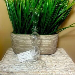 Cupcakes & Cashmere Clear Art Glass Candleholder NWT
